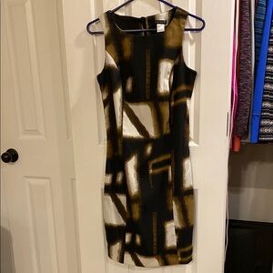 VENUS Abstract Black and Brown Dress